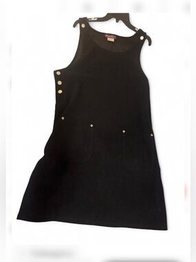 Denim & Co. sz M vintage overall style jumper dress black